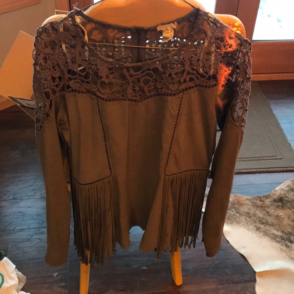 Suede fringe top